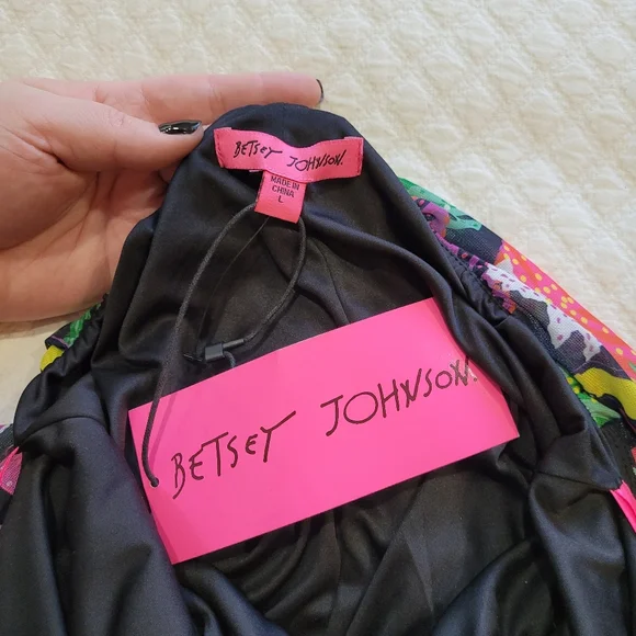 NWT Betsey Johnson Paulina Maxi Dress L Halter Mesh Jungle Print Leopard Formal - Picture 5 of 9